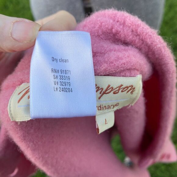 Norm Thompson 100% Felted Wool Button Up Women's Boxy Jacket Blazer Pink Size L - Picture 6 of 7